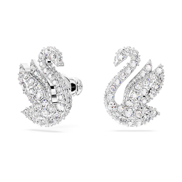 Swarovski Iconic Swan 스터드 이어링, 스완, 화이트, 로듐 플래팅 - Swarovski, 5647873
