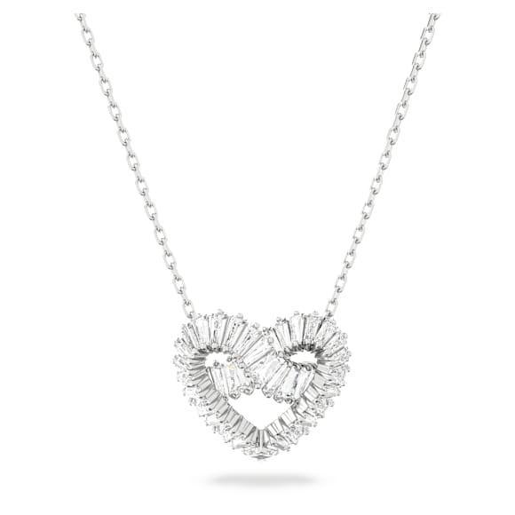Matrix pendant, Mixed cuts, Heart, White, Rhodium plated - Swarovski, 5647924