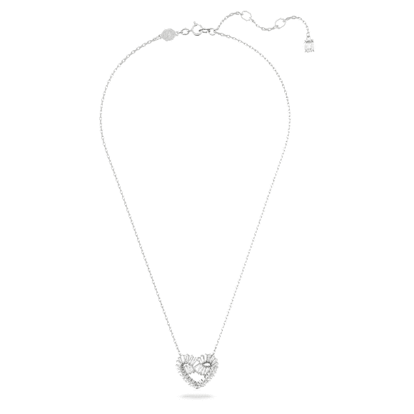 Matrix pendant, Mixed cuts, Heart, White, Rhodium plated - Swarovski, 5647924