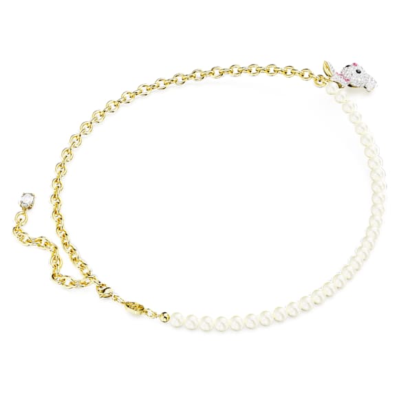 Chinese Zodiac necklace, Rabbit, Multicolored, Gold-tone plated - Swarovski, 5647970