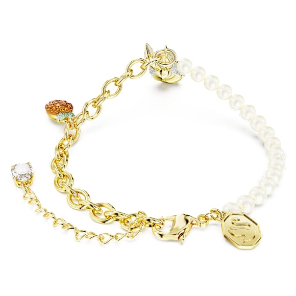 Náramek Chinese Zodiac, Králík s mrkví, Vícebarevný, Pokoveno ve zlatém odstínu - Swarovski, 5647974