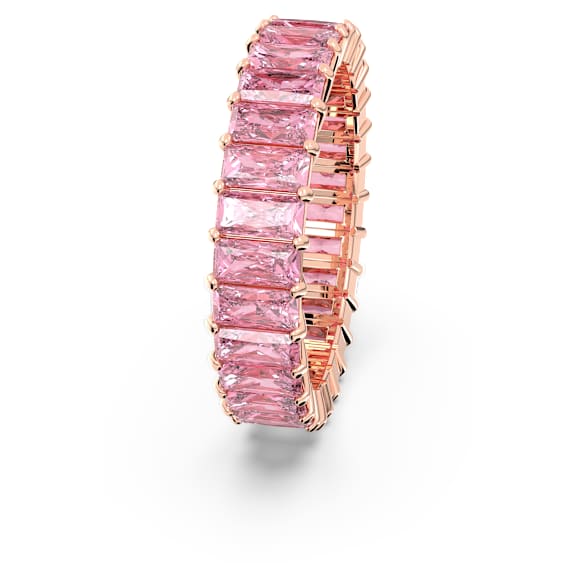 Matrix ring, Baguette cut, Pink, Rose gold-tone plated - Swarovski, 5648288