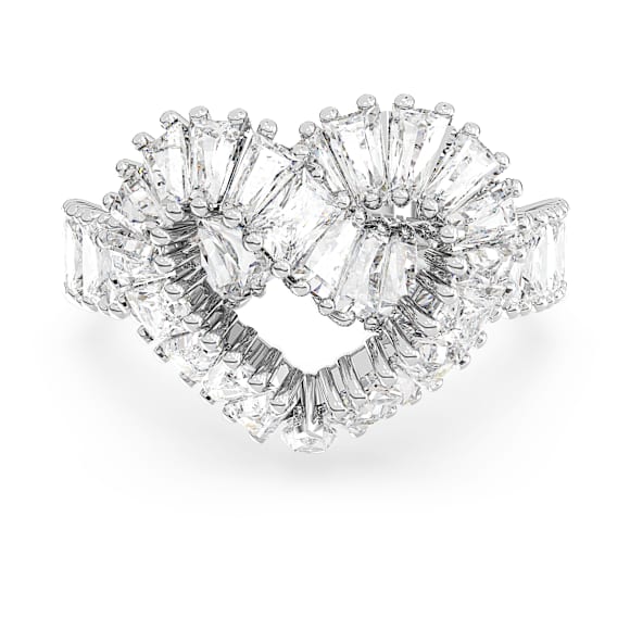 Anello Matrix, Taglio misto, Cuore, Bianco, Placcato rodio - Swarovski, 5648290