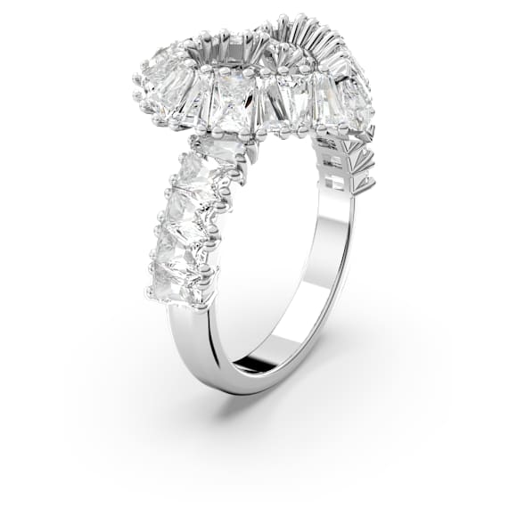 Anello Matrix, Taglio misto, Cuore, Bianco, Placcato rodio - Swarovski, 5648290