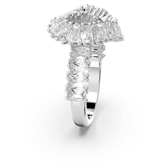 Anello Matrix, Taglio misto, Cuore, Bianco, Placcato rodio - Swarovski, 5648290
