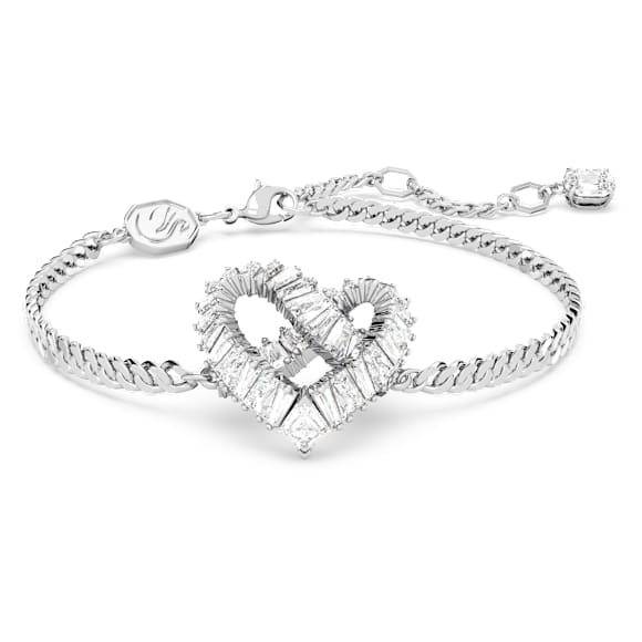 Matrix สร้อยข้อมือ, หัวใจ, ขาว, เคลือบโรเดียม - Swarovski, 5648299