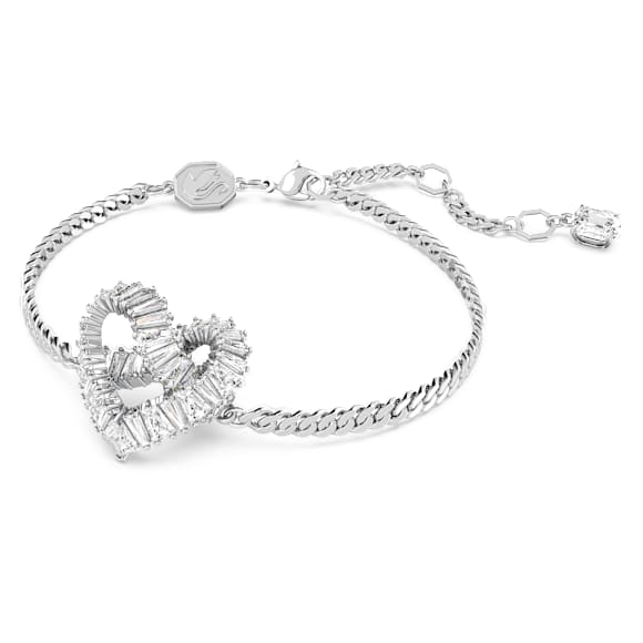 Matrix สร้อยข้อมือ, หัวใจ, ขาว, เคลือบโรเดียม - Swarovski, 5648299