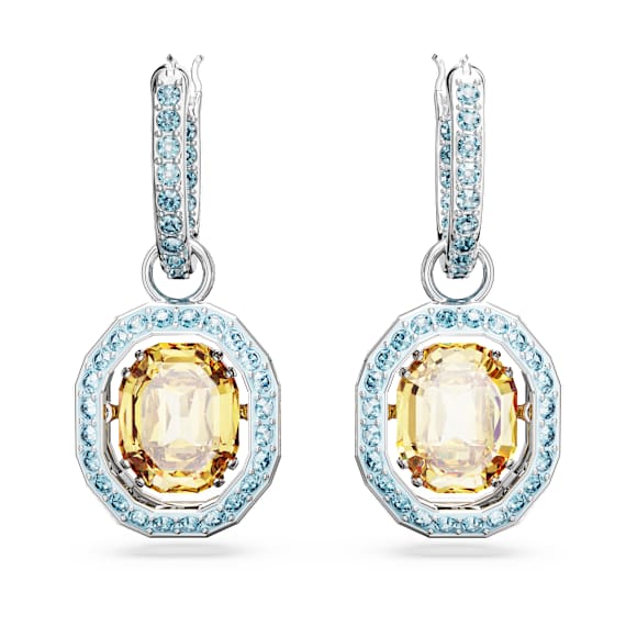 Chroma drop earrings, Octagon cut, Multicoloured, Rhodium plated - Swarovski, 5648453