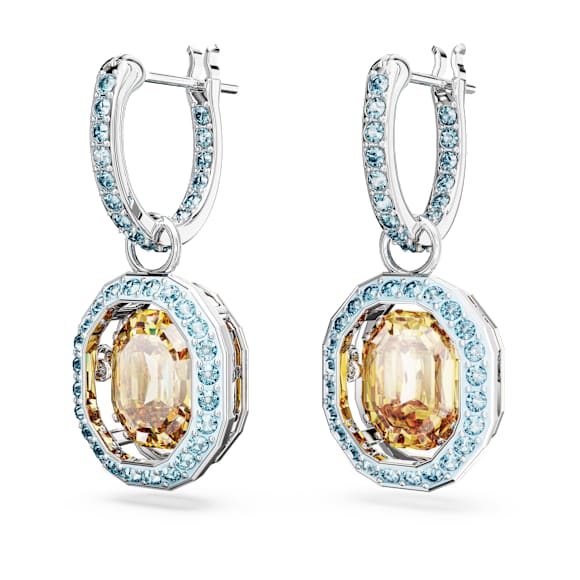 Chroma drop earrings, Octagon cut, Multicoloured, Rhodium plated - Swarovski, 5648453