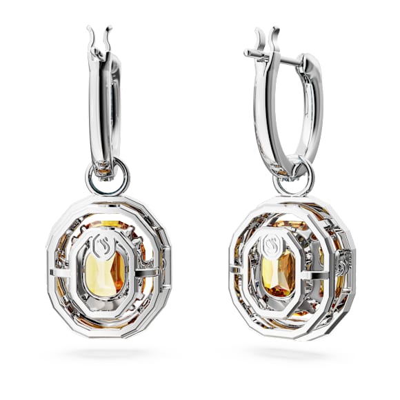 Chroma drop earrings, Octagon cut, Multicoloured, Rhodium plated - Swarovski, 5648453