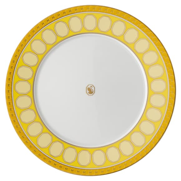 Signum dinner plate, Porcelain, Yellow - Swarovski, 5648479