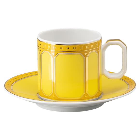 Tasse à espresso avec soucoupe Signum, Porcelaine, Jaune - Swarovski, 5648498