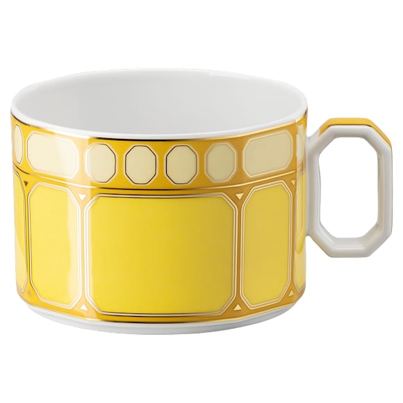 Taza de té con platillo Signum, Porcelana, Amarilla - Swarovski, 5648536