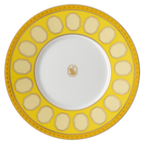 Taza de té con platillo Signum, Porcelana, Amarilla - Swarovski, 5648536