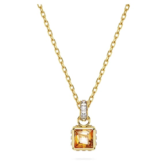 Chroma pendant, Square cut, Yellow, Gold-tone plated - Swarovski, 5648749