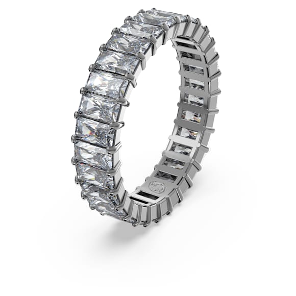 Matrix ring, Baguette cut, Gray, Ruthenium plated - Swarovski, 5648916