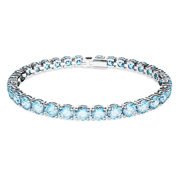 Matrix Tennis Armband, Rundschliff, Blau, Rhodiniert - Swarovski, 5648927