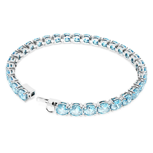 Matrix Tennis Armband, Rundschliff, Blau, Rhodiniert - Swarovski, 5648927