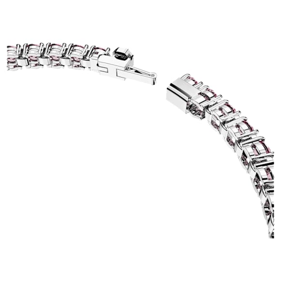 Matrix Tennis bracelet, Round cut, Pink, Rhodium plated - Swarovski, 5648930