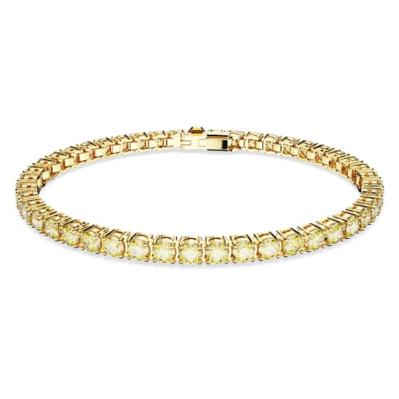 Bracelet Matrix Tennis, Coupe ronde, Jaune, Placage de ton or - Swarovski, 5648933