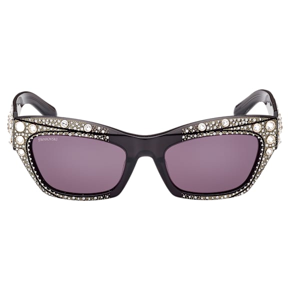 Sunglasses, Cat-Eye shape, SK0380 01A, Black - Swarovski, 5649032