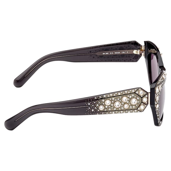 Sunglasses, Cat-Eye shape, SK0380 01A, Black - Swarovski, 5649032