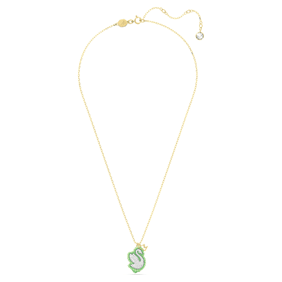 Přívěsek Pop Swan, Labuť, Zelená, Pokoveno ve zlatém odstínu - Swarovski, 5649198