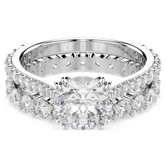 Anel Stilla, Conjunto (2), Lapidação redonda, Branco, Lacado a ródio - Swarovski, 5649214