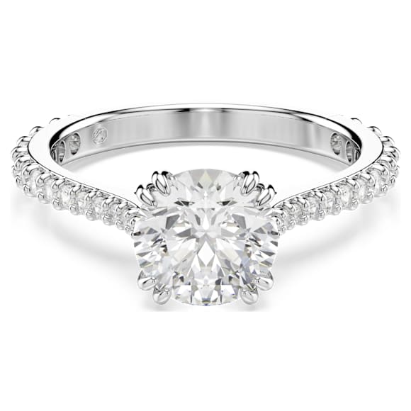 Stilla ring, Set (2), Round cut, White, Rhodium plated | Swarovski