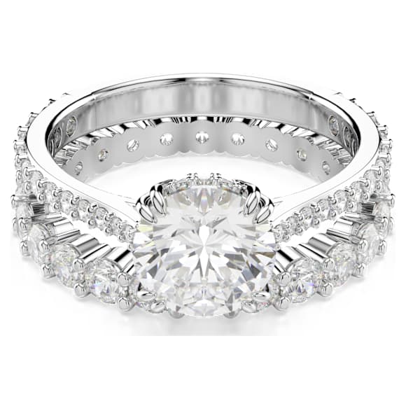 Stilla ring, Set (2), Round cut, White, Rhodium plated | Swarovski