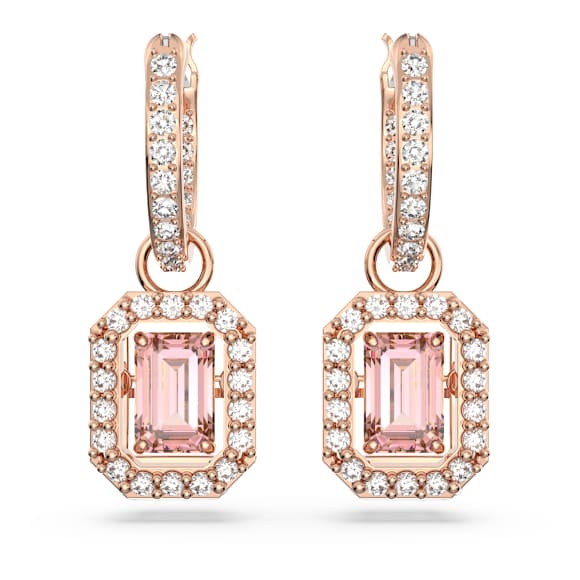 Una Angelic Drop-Ohrhänger, Oktagon-Schliff, Rosa, 18K Roségoldbeschichtet - Swarovski, 5649474