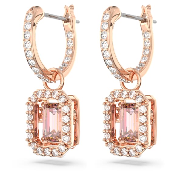 Millenia drop earrings, Octagon cut, Pink, Rose gold-tone plated - Swarovski, 5649474