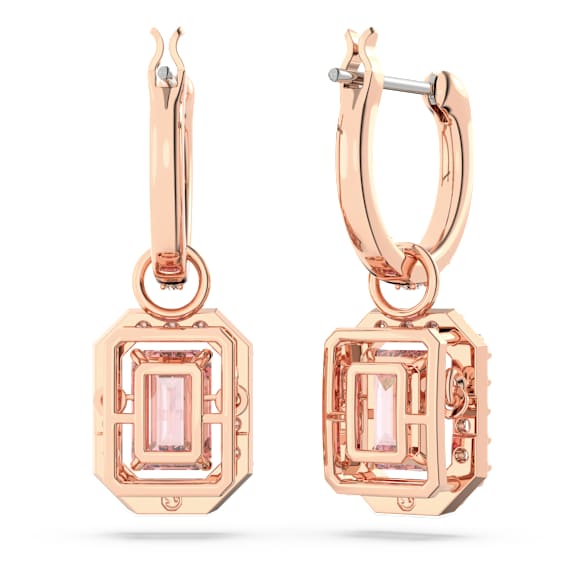 Millenia drop earrings, Octagon cut, Pink, Rose gold-tone plated - Swarovski, 5649474