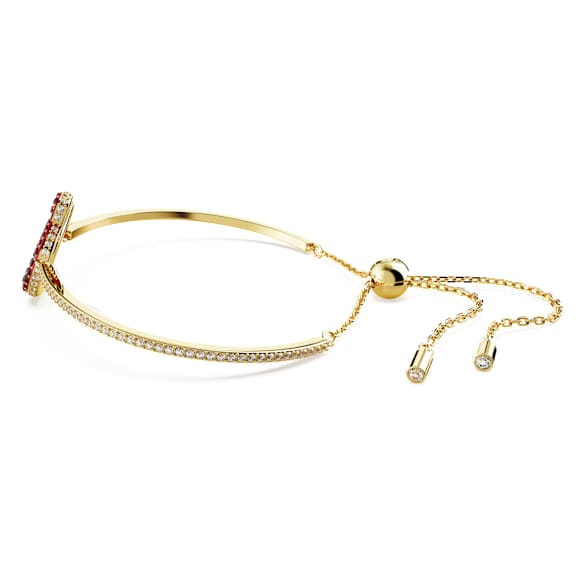 Swan bangle, Swan, Medium, Red, Gold-tone plated - Swarovski, 5649774