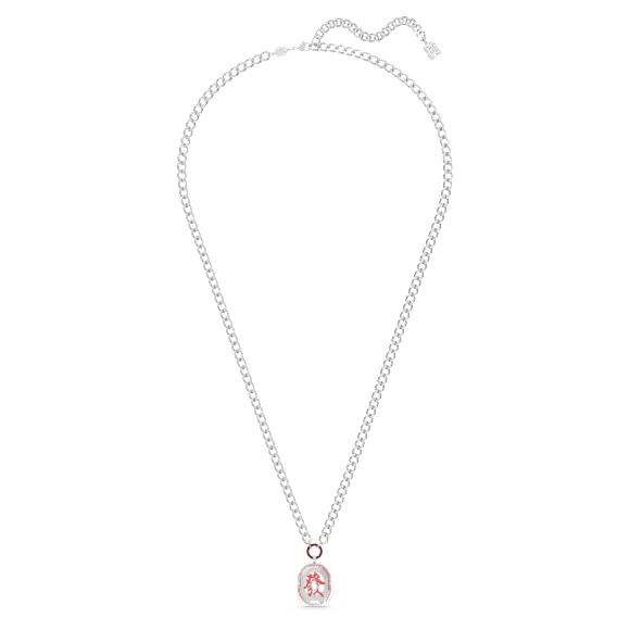 Alea necklace, Red, Rhodium plated - Swarovski, 5649789