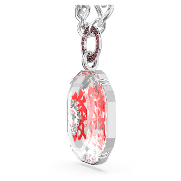 Alea necklace, Red, Rhodium plated - Swarovski, 5649789