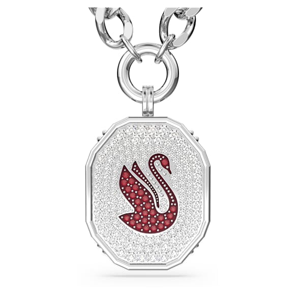 Alea necklace, Red, Rhodium plated - Swarovski, 5649789