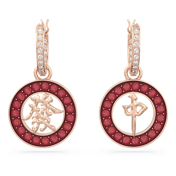 Alea 水滴形耳环, 红色, 镀玫瑰金色调 - Swarovski, 5649790