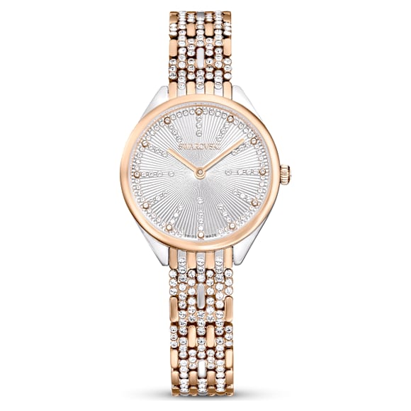 Attract watch, Swiss Made, Pavé, Crystal bracelet, Rose gold tone