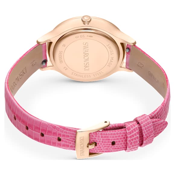 Octea Nova 腕表, 瑞士制造, 真皮表带, 粉红色, 玫瑰金色调润饰 - Swarovski, 5650030