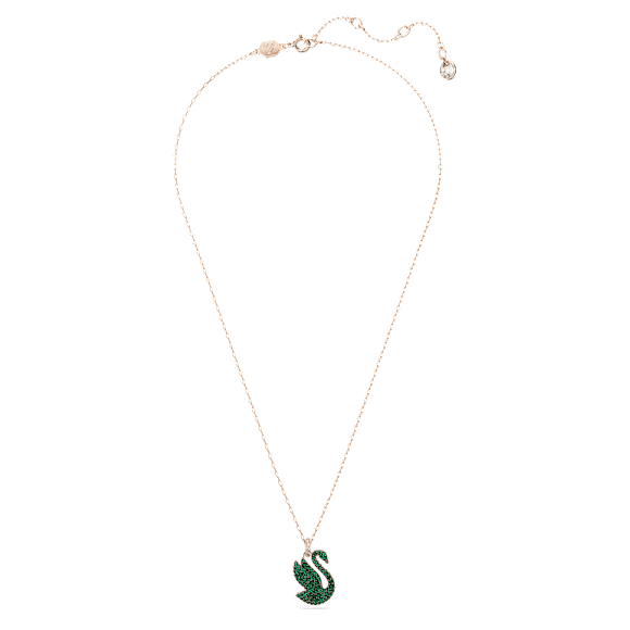 Swan 펜던트, 스완, 미디엄, 그린, 로즈골드 톤 플래팅 - Swarovski, 5650067