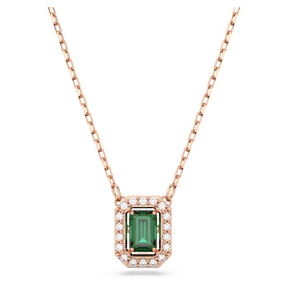 Una necklace, Octagon cut, Green, Rose gold-tone plated - Swarovski, 5650069