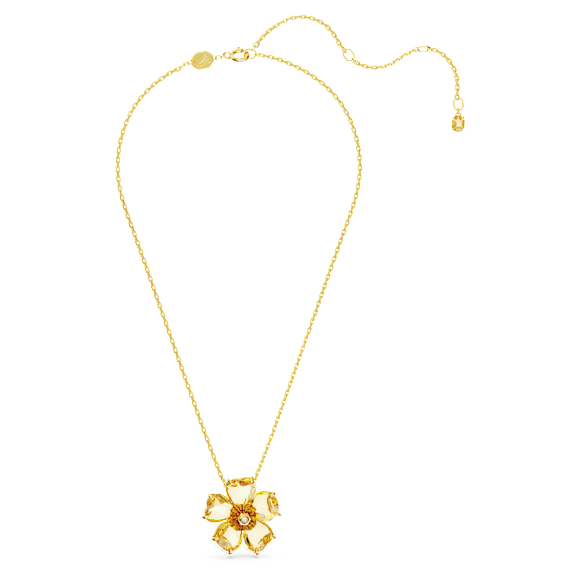 Idyllia necklace, Flower, Yellow, Gold-tone plated - Swarovski, 5650570
