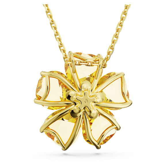 Idyllia necklace, Flower, Yellow, Gold-tone plated - Swarovski, 5650570