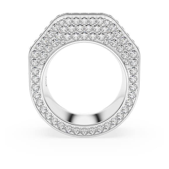 Dextera cocktail ring, Octagon shape, Pavé, White, Rhodium plated - Swarovski, 5651363