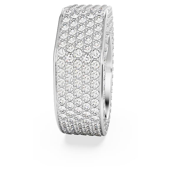 Dextera cocktail ring, Octagon shape, Pavé, White, Rhodium plated