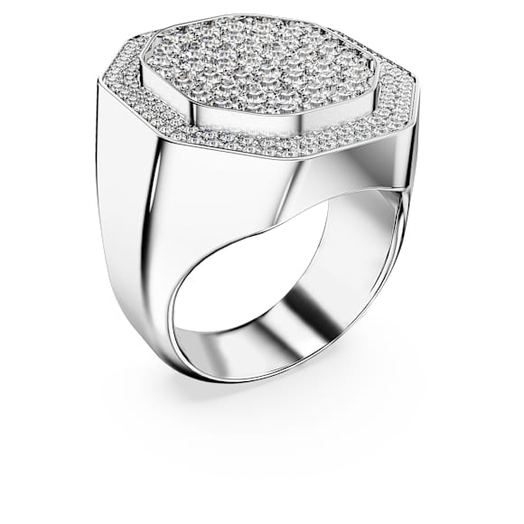 Dextera cocktailring, Achthoekige vorm, Wit, Rodium toplaag - Swarovski, 5651381