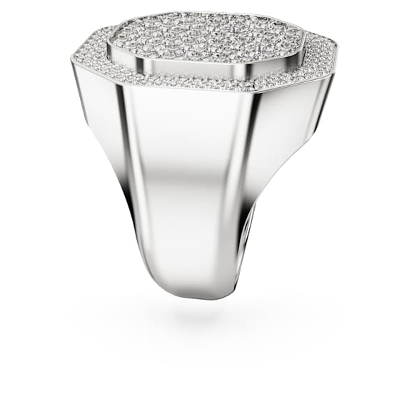 Inel cocktail Dextera, Formă octogonală, Alb, Placat cu rodiu - Swarovski, 5651382