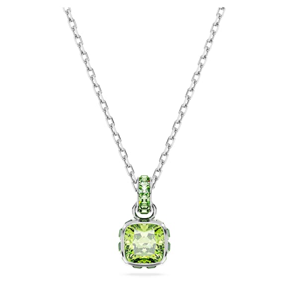 Pendentif Birthstone, Taille Carré, Août, Vert, Métal rhodié - Swarovski, 5651706