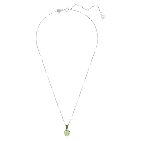 Birthstone pendant, Square cut, August, Green, Rhodium plated - Swarovski, 5651706